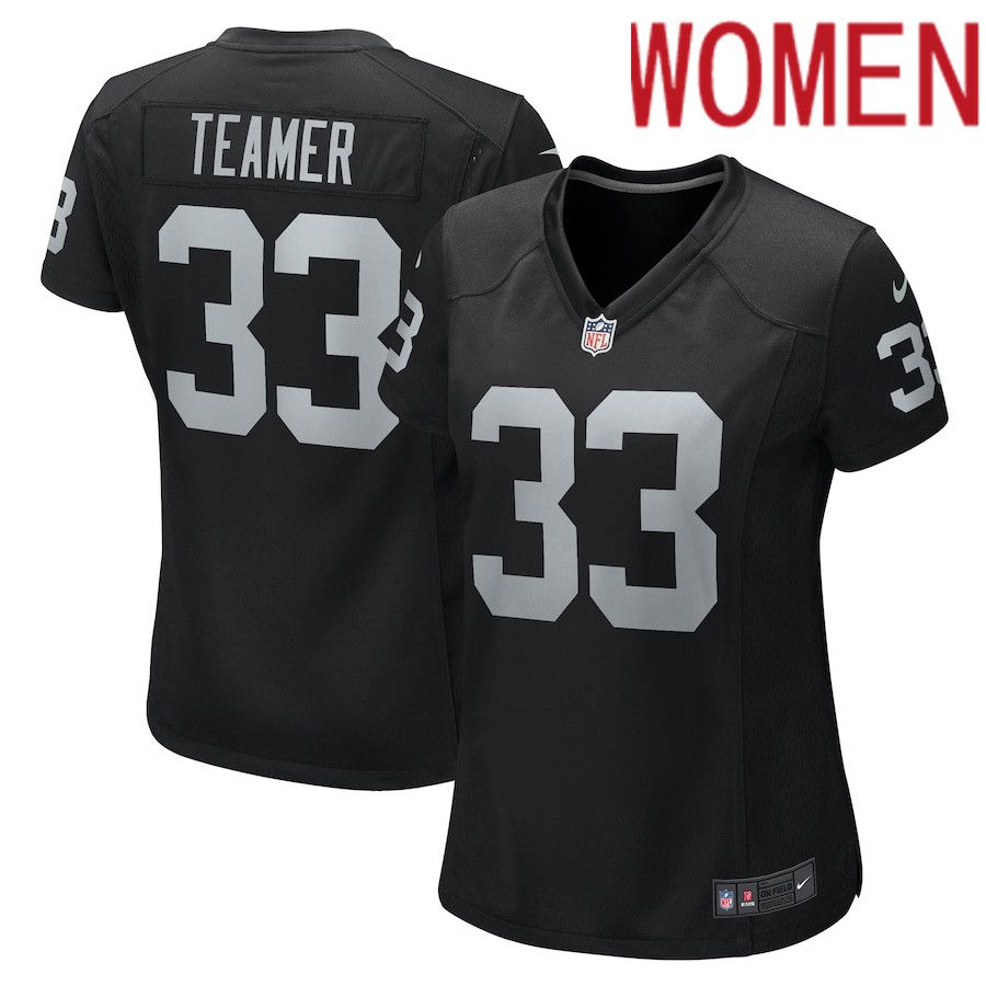 Women Oakland Raiders #33 Roderic Teamer Nike Black Game NFL Jersey->women nfl jersey->Women Jersey